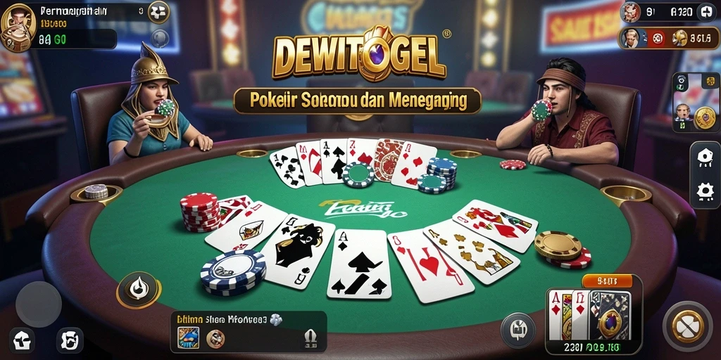 Tampilan utama gameplay DEWITOGEL dengan suasana Poker yang mendebarkan.