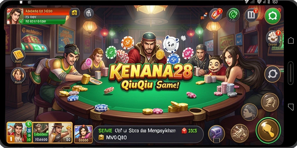Tampilan gameplay QiuQiu yang menegangkan dan seru di KENCANA28.