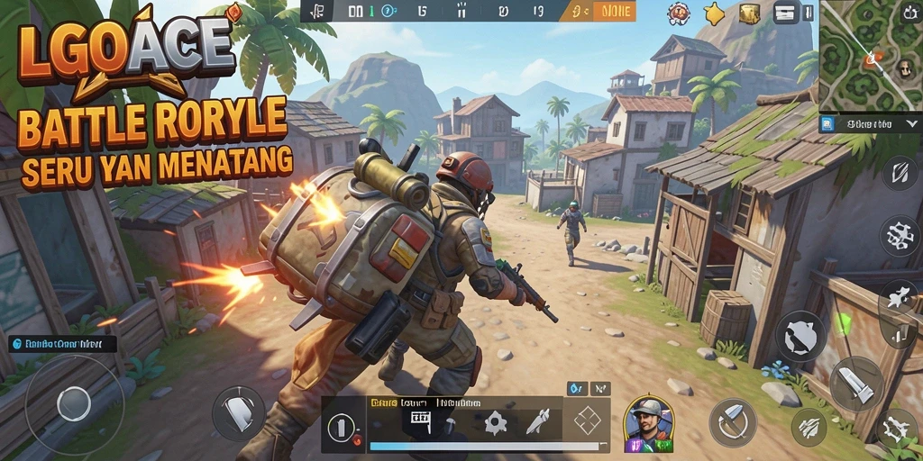 Tampilan gameplay LGOACE dengan aksi Battle Royale yang mendebarkan.