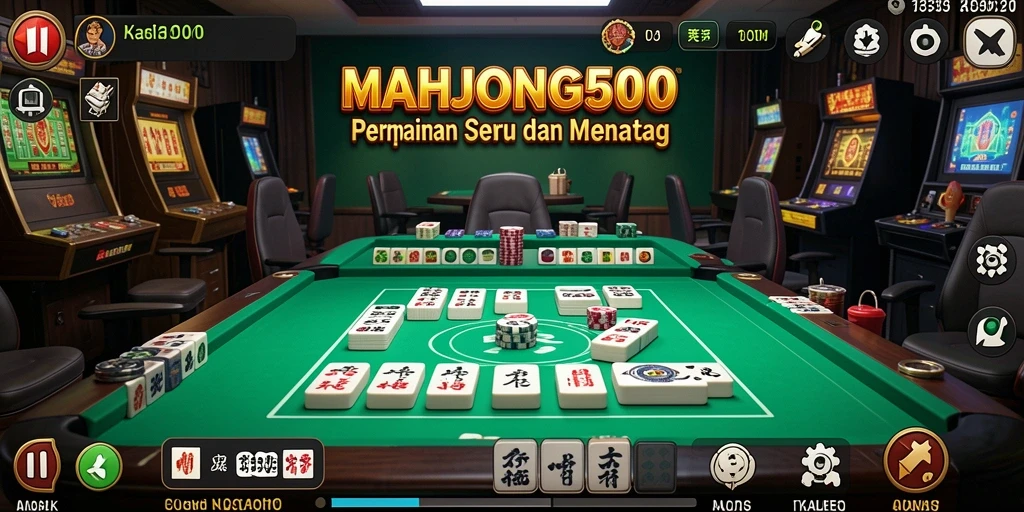 Tampilan gameplay menarik dari MAHJONG500 dengan elemen Kasino yang seru.