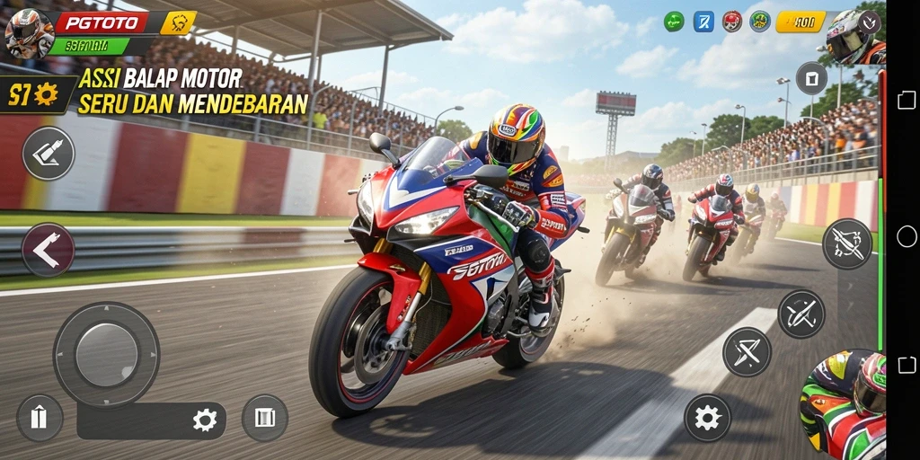 Tampilan gameplay seru balap motor PGTOTO yang memukau.